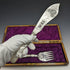 Around 1870 British Antique White Pearl Shell Handle Silver Plated Fish Server Pair in Case